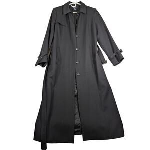 Ann Taylor Trench Coat Sz 8 MSRP $248 Wool/Rayon see descrip + photos true black